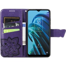 BDT Boutique Tcl 30 Xe 5g Kelebek Kanatları Narin Çiçekler Darbeye Deri Telefon Kılıfı (Yurt Dışından)