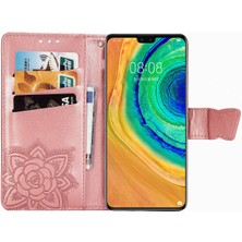 BDT Boutique Huawei Mate 30 Kelebek Kanatları Narin Çiçekler Flip Darbeye Deri ile Uyumlu Telefon Kılıfı (Yurt Dışından)