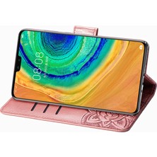 BDT Boutique Huawei Mate 30 Kelebek Kanatları Narin Çiçekler Flip Darbeye Deri ile Uyumlu Telefon Kılıfı (Yurt Dışından)