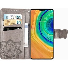 BDT Boutique Huawei Mate 30 Kelebek Kanatları Narin Çiçekler Flip Darbeye Deri ile Uyumlu Telefon Kılıfı (Yurt Dışından)