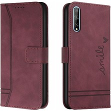 BDT Boutique Huawei Y8P Flip Folio Cüzdan Için El Kayışı Pu Deri Kart Telefon Kılıfı (Yurt Dışından)