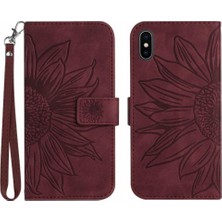 BDT Boutique Iphone Xs Max Kabartmalı Ayçiçeği Lüks Pu Deri Kart Çevirme ile Telefon Kılıfı (Yurt Dışından)