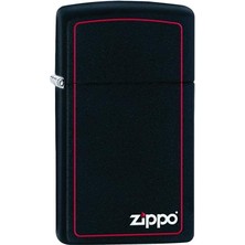 Zippo Çakmak 1618ZB Slim Black Matte With Red Border Lighter