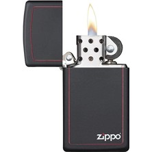 Zippo Çakmak 1618ZB Slim Black Matte With Red Border Lighter