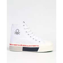 Benetton BN-30942 - 3114 Beyaz Kırmızı - Kadın Spor Ayakkabı