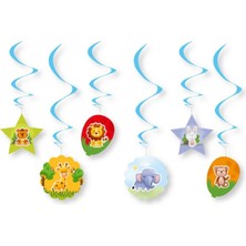Kidspartim 6 Lı Tavan Süsü Safari Sevimli Hayvanlar