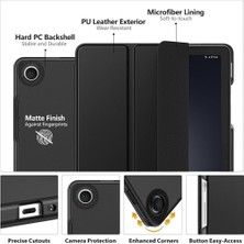 Samsung Galaxy Tab A9 Plus 11 Inç SM-X210 Tablet Kılıfı Akıllı Smart Uyku Modlu Katlanabilir Arkası Şeffaf Standlı Kılıf + Ekran Koruyucu Cam + Kalem 3'lü Set SM-X213 X215 X217