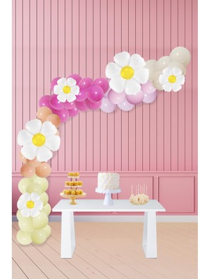 Pekshop Papatya Tema Balon Zinciri Papatya Doğum Günü Balon Seti 76 Parça
