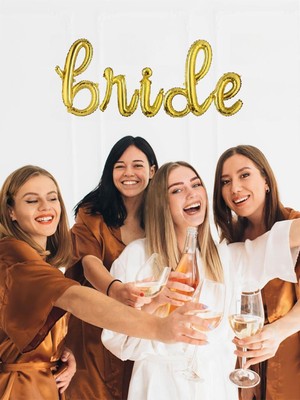 Parti Adresi Bride El Yazısı Folyo Balon Bekarlığa Veda Partisi Balonu Gold 45 cm