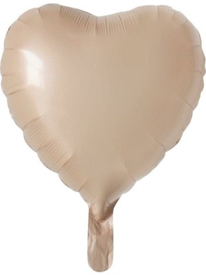 Parti Adresi Kalp Folyo Balon Bej Rengi Kalp Parti Balonu 45 cm 18 Inc