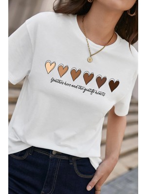 Only Trendwear  Hearts Baskılı Tasarım Tshirt