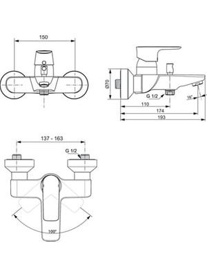 Ideal Standard 

A7033AA Connect Air Banyo Bataryası