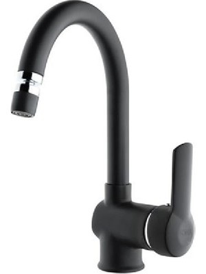 FOMA Vista Black Kuğu Lavabo Bataryası Mat Siyah 1024VB