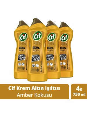 Cif Krem Yüzey Temizleyici Altın Işıltısı Amber Kokulu 750 ml X4