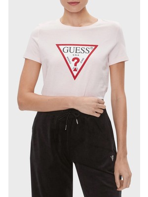 Guess Ss Cn Original Pamuklu Slim Fit Bisiklet Yaka T Shirt W1YI1BI3Z14A60W Kadın T Shirt W1YI1BI3Z14 A60W