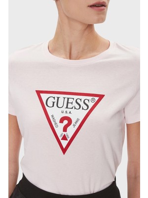 Guess Ss Cn Original Pamuklu Slim Fit Bisiklet Yaka T Shirt W1YI1BI3Z14A60W Kadın T Shirt W1YI1BI3Z14 A60W