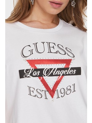 Guess Pamuklu Boxy Fit Bisiklet Yaka T Shirt W4RI43K8FQ4G011 Kadın T Shirt W4RI43K8FQ4 G011