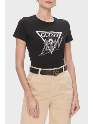 Guess Icon Pamuklu Slim Fit Bisiklet Yaka T Shirt W4RI41I3Z14JBLK Kadın T Shirt W4RI41I3Z14 Jblk