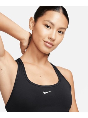 Nike Swoosh Kadın Bra Nefes Alabilir Kumaş ile Günlük Kullanım İçin Siyah