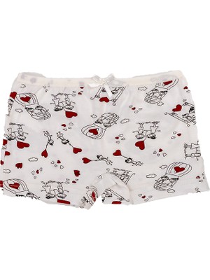 Ceylanoğlu Kız Çocuk Likralı Emprime Boxer 12'li Paket %95 Pamuklu Desenli Rahat Kullanım