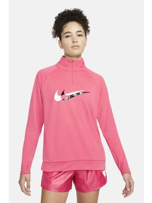 Nike Air Women's Running Mid Layer 1/4 Zip 1/4 Fermuar Pembe Koşu Üstü