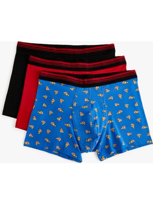 Koton 3'lü Boxer Seti Pizza Baskılı Çok Renkli