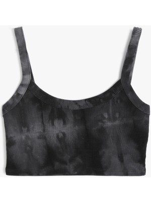 Koton Sporcu Yarım Atlet İnce Askılı Batik Desenli Gri Kumaş Slim Fit Özellikli