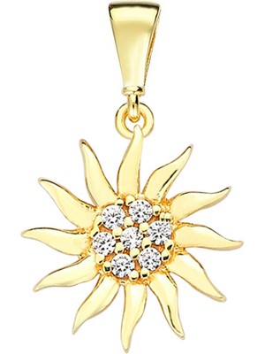 Altın Sepeti Altın Taşlı Güneş Kolye Ucu