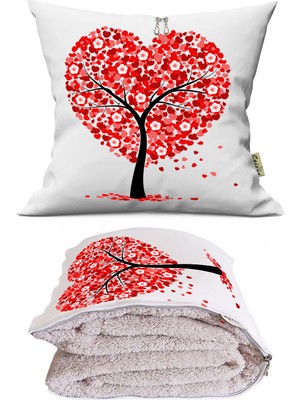 Kalp Tv Battaniyeli Opsiyonel Dekoratif Araç Içi Yastık