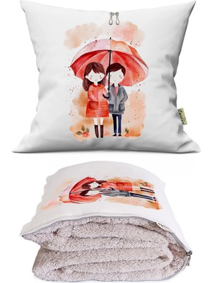 Sevgi Yağmuru Tv Battaniyeli Opsiyonel Dekoratif Araç Içi Yastık