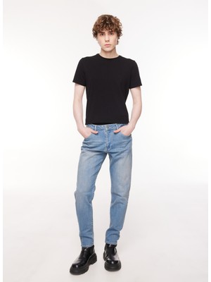 The Crow Normal Bel Dar Mavi Erkek Denim Pantolon TC5003