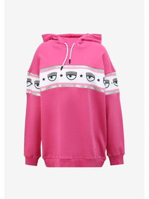 Chiara Ferragni Kapüşon Yaka Baskılı Pembe Kadın Sweatshirt 75Cbıf01