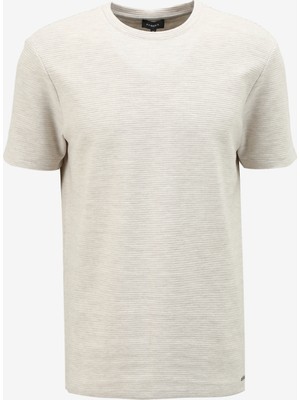 Fabrika Bisiklet Yaka Düz Bej Erkek T-Shirt F4SM-TST 0714