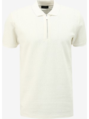 Fabrika Comfort Düz Kırık Beyaz Erkek Polo T-Shirt FC4SM-TST 0705