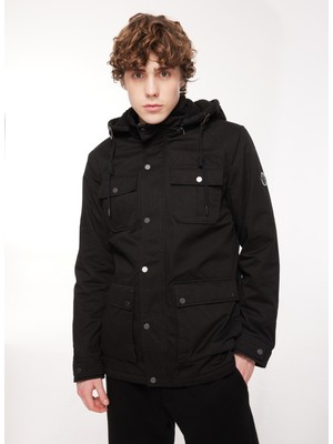 Denim Trip Regular Fit Siyah Erkek Ceket DT10430_REGULAR Fit Kapüşonlu Siyah