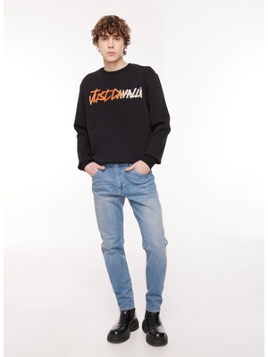 Just Cavalli Bisiklet Yaka Siyah Erkek Sweatshirt 75Oaı3R2