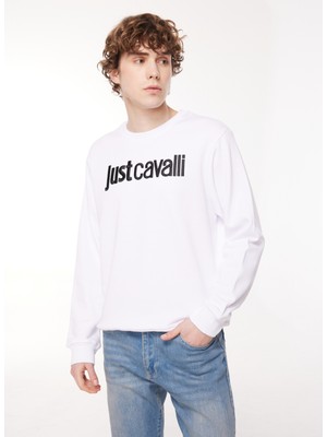 Just Cavalli Bisiklet Yaka Beyaz Erkek Sweatshırt 75OAIT00