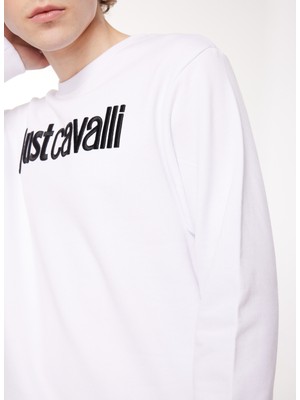 Just Cavalli Bisiklet Yaka Beyaz Erkek Sweatshırt 75OAIT00