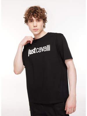 Just Cavalli Bisiklet Yaka Siyah Erkek T-Shirt 75OAHT00