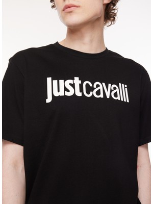 Just Cavalli Bisiklet Yaka Siyah Erkek T-Shirt 75OAHT00