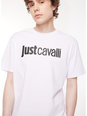 Just Cavalli Bisiklet Yaka Beyaz Erkek T-Shirt 75OAHT00