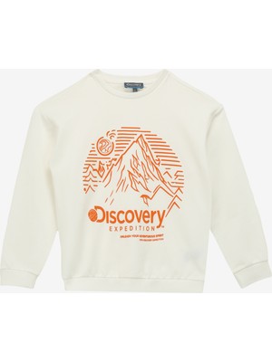 Discovery Expedition Baskılı Kadın Kırık Beyaz Sweatshırt D4Sg-Swt3090