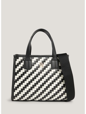 Tommy Hilfiger Siyah Kadın Tote Çanta 25X20X14 cm Şık Görünüm ve Ergonomik Tasarım