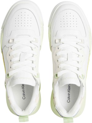 Calvin Klein Beyaz - Sarı Kadın Deri Sneaker YW0YW013060IE