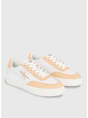 Calvin Klein Beyaz - Turuncu Kadın Deri Sneaker YW0YW0129602S