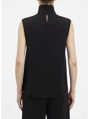 Calvin Klein Balıkçı Yaka Düz Siyah Kadın Bluz Structure Twll Ns Mock Neck Top