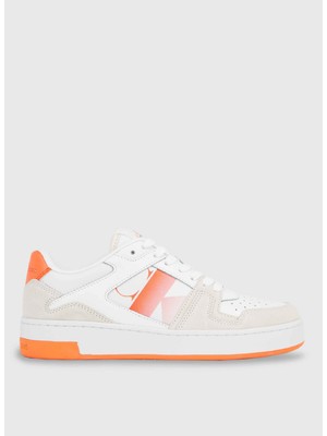 Calvin Klein Beyaz - Turuncu Kadın Süet Sneaker YW0YW0144602T