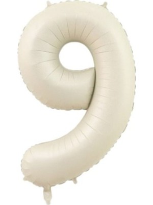 Parti Adresi Rakam Folyo Balon 9 Rakamı Krem 76 cm 34 Inc