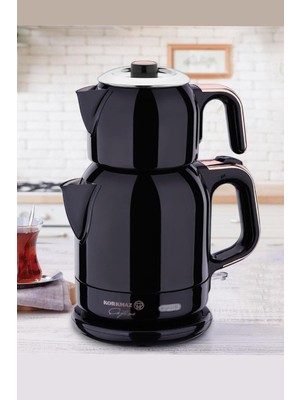 Korkmaz Çaytema Deluxe Elekt. Çaydanlık SiyahRosegold 1.7 lt