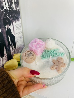 Mhyssa Natural Happy Birthday Bowl Candle / Happy Birthday Yazılı Tasarım Doğum Günü   Mumu